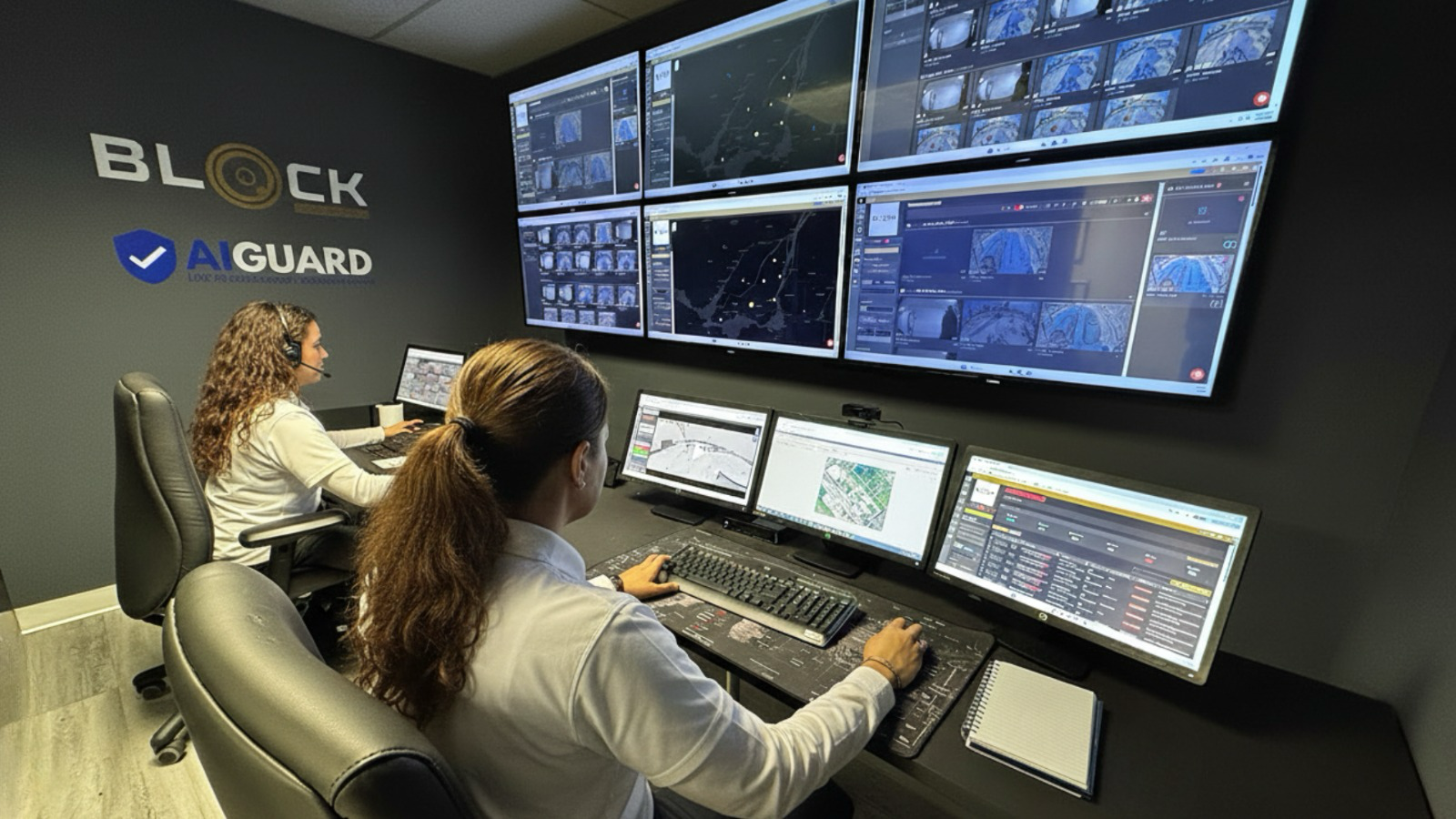 Block Surveillance AI Guard monitoring centre