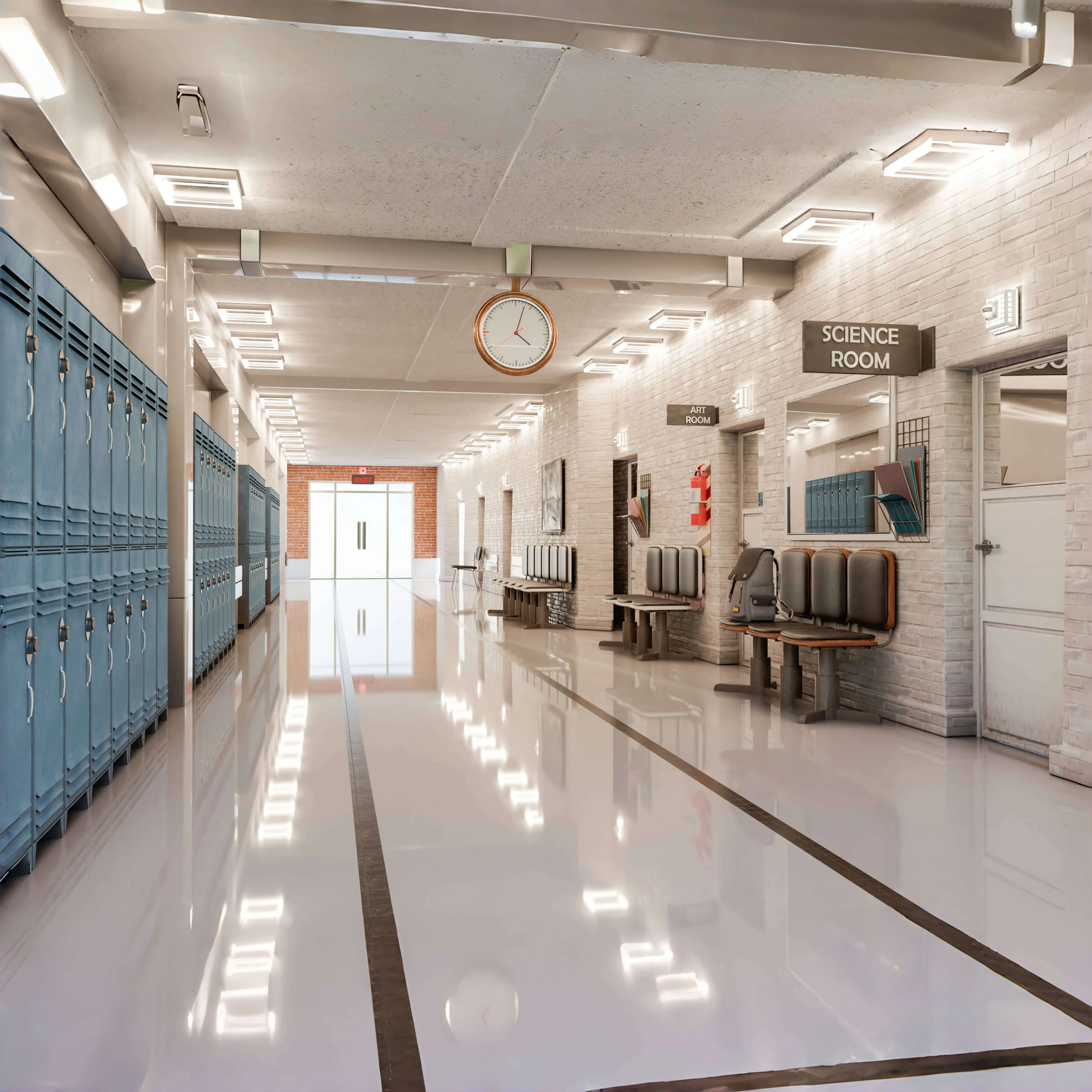 Empty school corridor