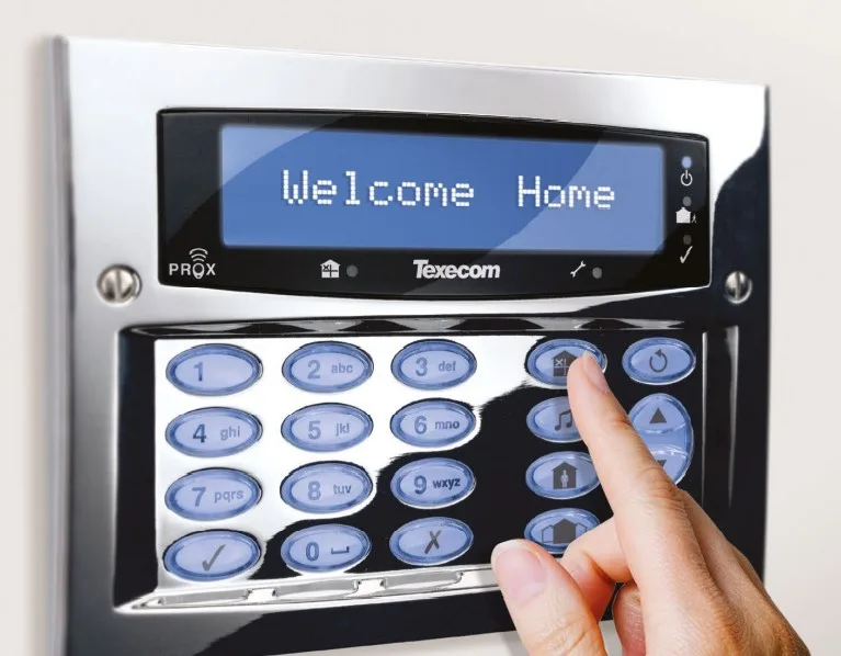 A Texecom Premier Elite alarm keypad integrated into the TetherX cloud VMS via the TetherBox